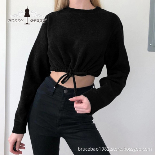 Elastic Midriff-baring Fashion Girls Blouse